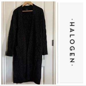 Halogen Open Front Cable Knit Cardigan